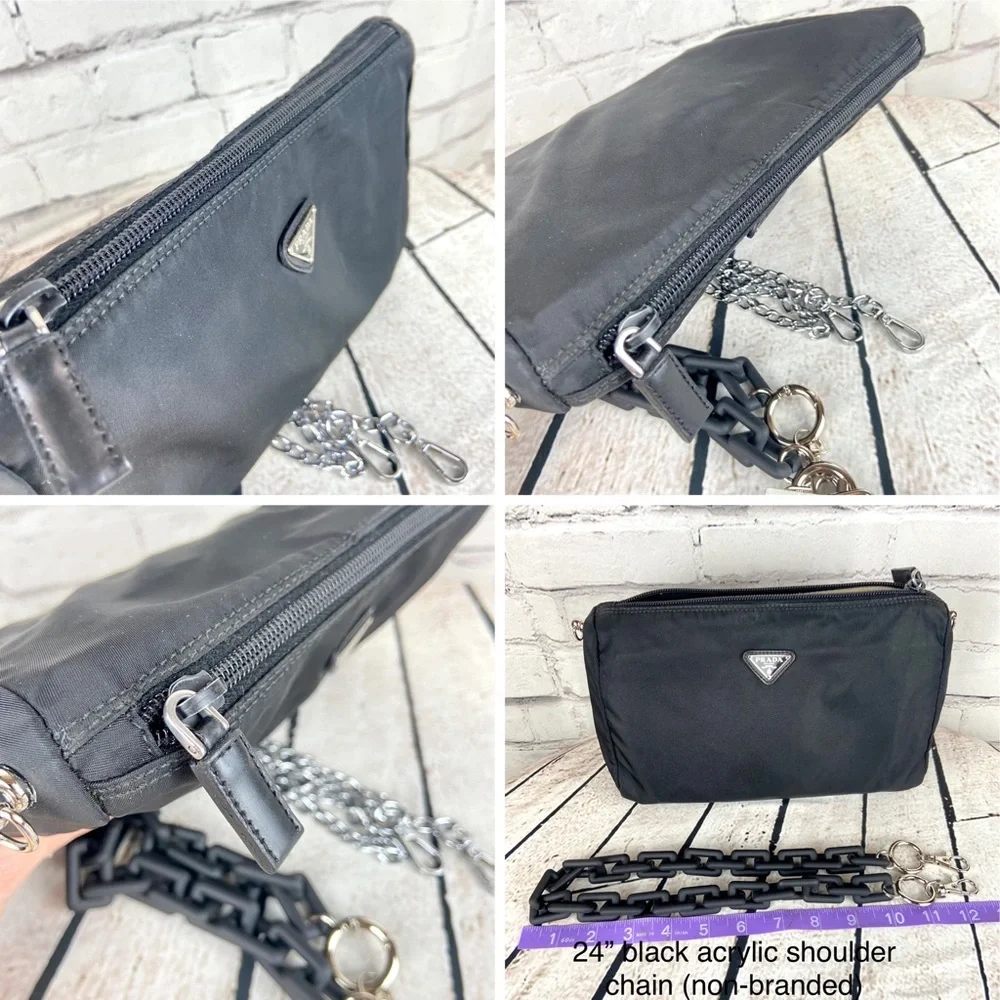 Prada pouch crossbody bag or shoulder bag with chains - Picture 10 of 16